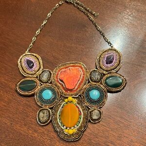 Bohemian Multicolor Beaded Bib Necklace by Natasha